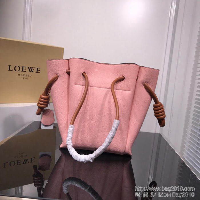 LOEWE羅意威 原版軟皮 最新Flamenco Knot系列 抽繩荔枝紋購物袋 手提肩背包 3041  jdl1110